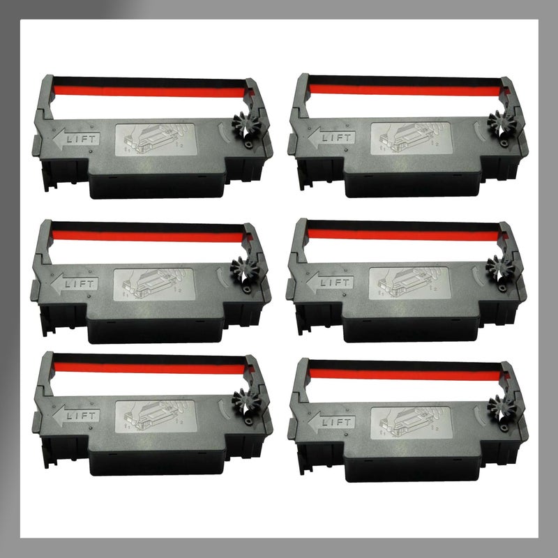 POKANIC ERC-30/34 / 38 Black and Red Ink Ribbon Cartridge Roller Replacement Receipt Kitchen Printer Compatible with Epson TM-200, TMU-220, TMU-230, Bixolon, SNBC SRP-275, SRP-270, BTP-M280 (6 Pack) - Image 1